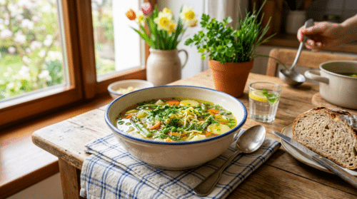 Tu rychlou jarní polévku vařím s chutí a každý si pro další porci rád dojdu